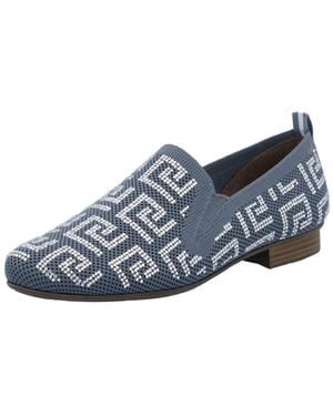 Rieker Slipper Halbschuh, Schlupfschuh, Blockabsatz, Loafer Mit Glitzersteinchen - Blau