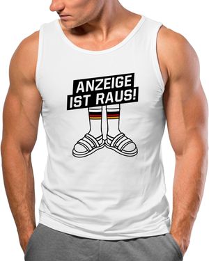 MoonWorks Tanktop Alman Anzeige ist raus Meme Witz Deutschland Parodie mit Print - Grau
