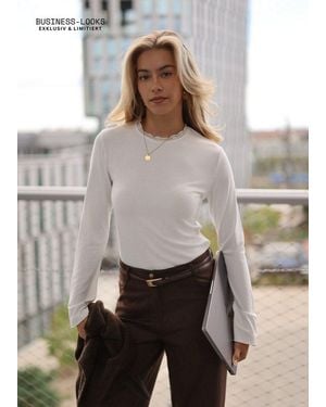 SassyClassy Langarmshirt Modernes Shirt Mit Langen Armen Für Damen Oberteil Mit Spitzeneinsatz - Grau