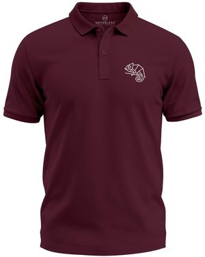 Neverless Poloshirt Tierlogo im Polygon-Stil – Kurzarm Polo Sommer mit Print - Rot