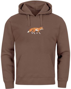 Neverless Hoodie Print Aufdruck Fuchs Polygon Kunstdruck Geometrie - Grau