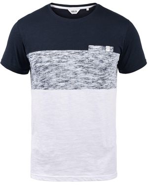 Solid Rundhalsshirt SDSinor T-Shirt mit Color Block - Blau