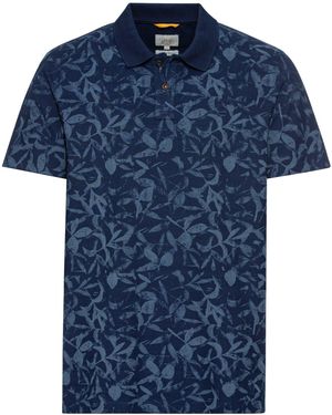 Camel Active Pique Poloshirt mit floralem Print - Blau