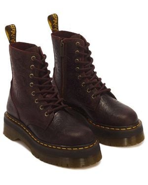 Dr. Martens Jadon Emboss Floral Schnürboots Blockabsatz, Plateau, Stiefelette Mit Modischer Blütenprägung - Braun
