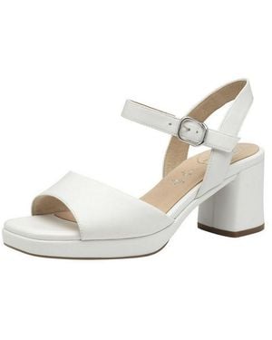 Tamaris Wide Fit Comfortfit Aus Leder Blockabsatz Sandalette Comfortfit - Weiß