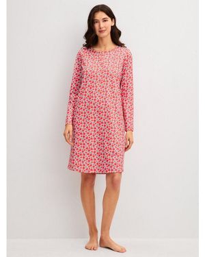 CALIDA Nachthemd Fruity Dreams Knopfleiste, Rundhals-Ausschnitt, Langarm, Pure Cotton - Pink