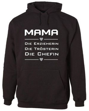 G-graphics Hoodie Mama – Erzieherin – Trösterin – Die Chefin trendigem Frontprint mit Spruch zum Muttertag - Schwarz