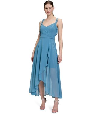 Vera Mont Abendkleid mit Volant Wickel-Design - Blau