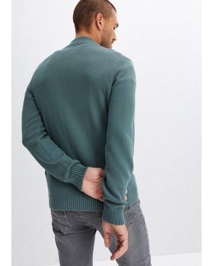 bonprix Strickjacke Aus Feinstrick, Mit Stehkragen, Regular Fit, Im Casual-Stil - Grün
