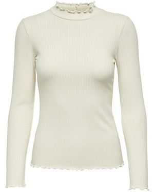 Jacqueline De Yong T- Dünnes Langarm Shirt Stehkragen JDYFRANSISKA L/S HIGHNECK TOP JRS NOOS - Natur
