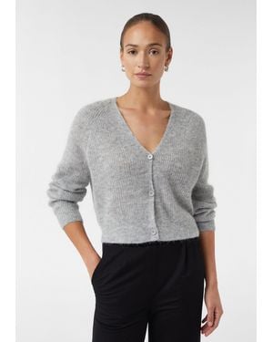 Comma, Cardigan Strickjacke Strickcardigan aus Alpakamix - Grau