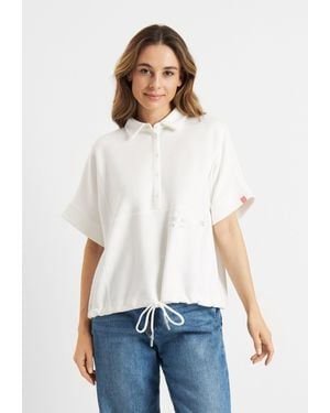 Frieda & Freddies T-Shirt Sweat Polo mit Label-Applikationen - Weiß