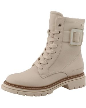 Tom Tailor Schnürstiefelette Blockabsatz, Schnürboots Mit Auffälliger Zierschnalle - Braun