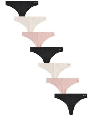 Next String 7Er-Pack Nahtlose Slips Aus Baumwollgemisch, Tanga (7-St) - Weiß
