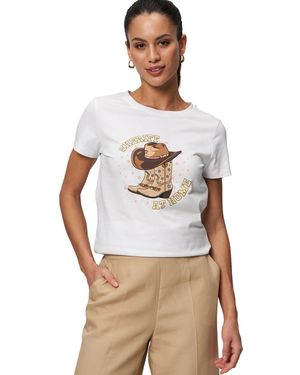 Zero Kurzarmshirt Shirt mit Cowboy-Print (1-tlg) Plain/ohne Details - Grau