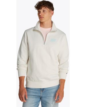 Tommy Hilfiger Sweatshirt TJM REG BUBBLE QRTR ZIP FRNT/BCK mit großem Rückenprint - Weiß