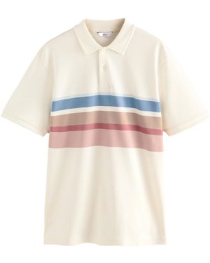 Next Poloshirt mit breitem Bruststreifen (1-tlg) - Weiß