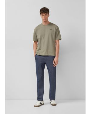 S.oliver Chinos Hose Phoenix: Fein gemusterte Chino mit Elastikbund - Blau