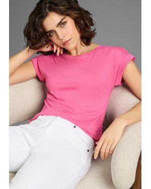 Flashlights Rundhalsshirt Kurzarm, Saum Mit Gummibund, Rundhalsausschnitt - Pink