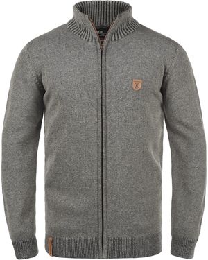 INDICODE Strickjacke IDAndy Cardigan mit Stehkragen - Grau