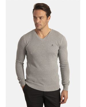 Sir Raymond Tailor Pullover Liva mit elegantem V-Ausschnitt - Grau