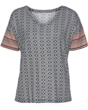 Vivance Dreams Pyjamaoberteil in schönem Ethno-Design - Grau