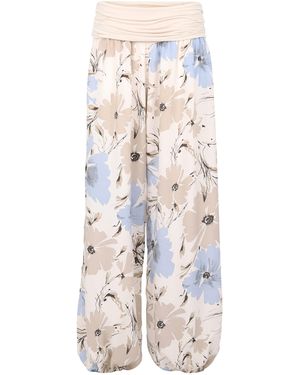 malito more than fashion Haremshose 1485 atmungsaktive Freizeithose mit Blumen Print - Weiß
