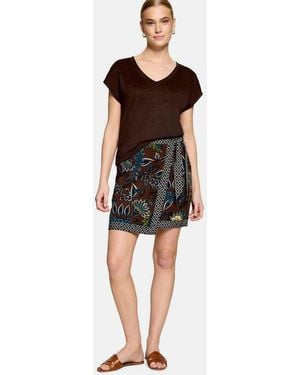 Zero T-Shirt Damen Mit V-Ausschnitt (1-Tlg) Material - Braun
