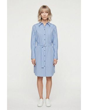 BOSS Hemdblusenkleid Delegant Premium Damenmode Mit Gürtel, Midi-Länge - Blau