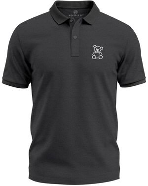 Neverless Poloshirt Grafik Geometrisches Teddy Design Kurzarm mit Print - Schwarz