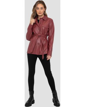 Threadbare Lederimitatjacke Brook - Rot