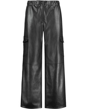 Samoon 5-Pocket-Hose Cargohose in Leder-Optik - Grau