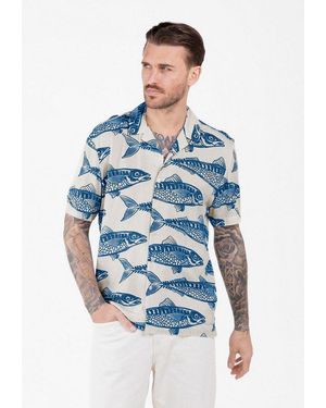 Key Largo Kurzarmhemd Msh Klsardines 1/2 Patterned (1-Tlg) - Blau