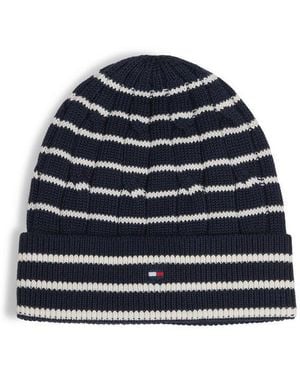 Tommy Hilfiger Beanie Essential Cable Beanie Regular Fit Mit Markenlogo - Blau