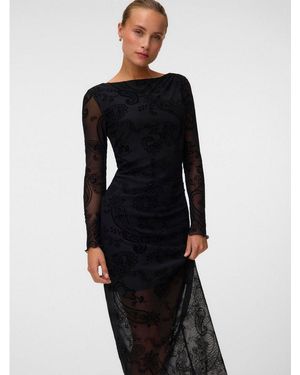 Vero Moda Maxikleid Vmlova Ls Mesh 7/8 Dress Jrs Noos Materialmix - Schwarz
