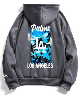 Rmk Hoodie Pullover Kapuzenpullover Langarmshirt Oversize LA Los Angeles - Grau