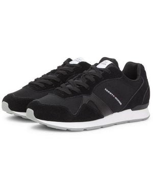 Tommy Hilfiger Runner Icon Mix Sneaker, Freizeitschuh, Halbschuh, Schnürschuh Mit Seitlichem Logoschriftzug - Schwarz