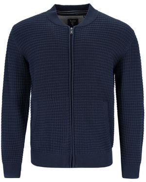Hajo Strukturierte Strickjacke in Waffeloptik - Blau