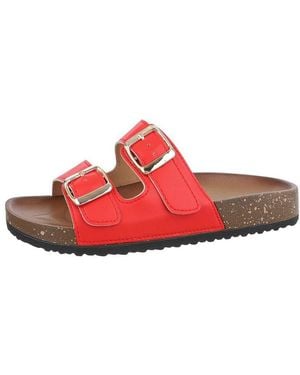 Ital-Design Damen Mules Freizeit Pantolette (85744194) Flach Pantoletten - Rot