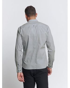 No Excess Rundhalspullover Shirt Stretch Allover Printed - Grau
