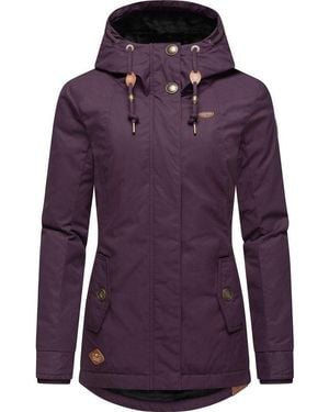 Ragwear Winterjacke Monade Damen Winterparka Mit Kapuze Und M. Fleece Gefüttert - Lila