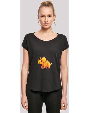 F4NT4STIC Shirt Süßer Triceratops Dinosaurier Premium Qualität - Schwarz