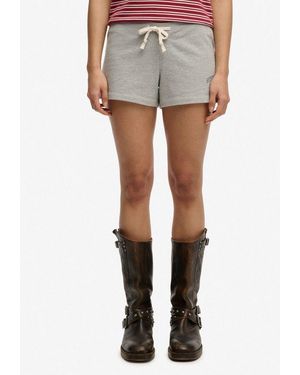 Superdry Shorts Ath Ess Jersey Script Short Mit Baumwolle Und Jersey, Slim Fit, Melierte Optik - Grau