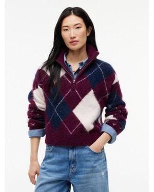 Tommy Hilfiger Troyer Tjw Fluffy Quarter Zip Sweater Aus Einem Alpaka-Mix - Blau