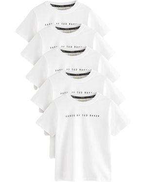 Baker by Ted Baker Shirt By Ted Baker T-Shirts im 5er-Pack (5-tlg) - Weiß
