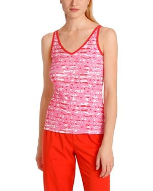Marc Cain Shirttop "Collection Summer Flash" Premium mode Schmales Top mit tonigem Overprint - Rot