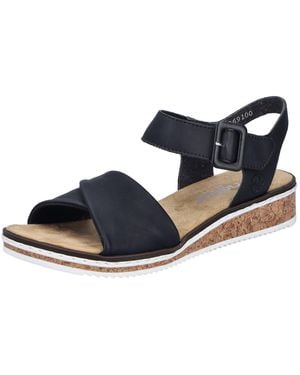 Rieker Sandalette Keilsandale, Sommerschuh, Urlaubsschuh Mit Klettriemchen - Blau