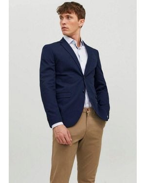 Jack & Jones Sakko Jprfranco Blazer Mit 2-Knopf-Form Und Extra Schmalem Schnitt Unifarben, Modisch, Slim Fit, Kunstfaser - Blau