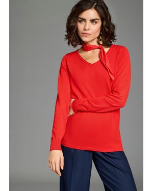 Flashlights V-Ausschnitt-Pullover leicher Übergangspullover mit lässigem Schnitt - Rot