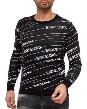 Redbridge Strickpullover Bridge Herren Strickpullover Pullover Striped Barcelona Gestreift - Schwarz